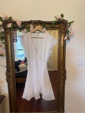 Aritzia White Wrap lace Mini Dress